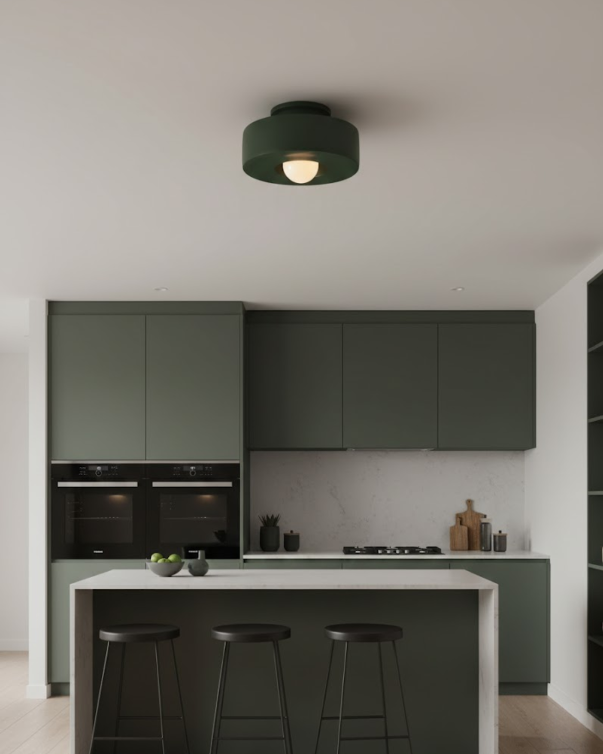 Plafonnier rond en résine avec LED intégrée pour intérieur minimaliste blanc chaud 30 cm éclairage moderne | Koossa