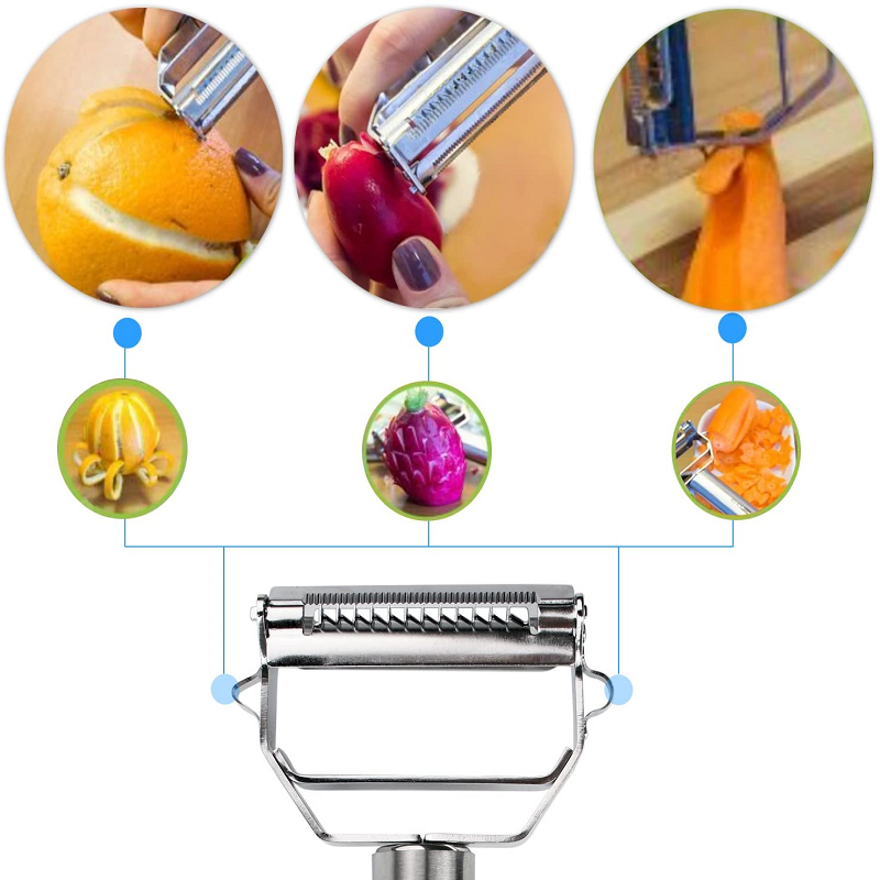 Éplucheur professionnel inox double lame pour légumes julienne cuisine rapide saine créative fait maison | Koossa