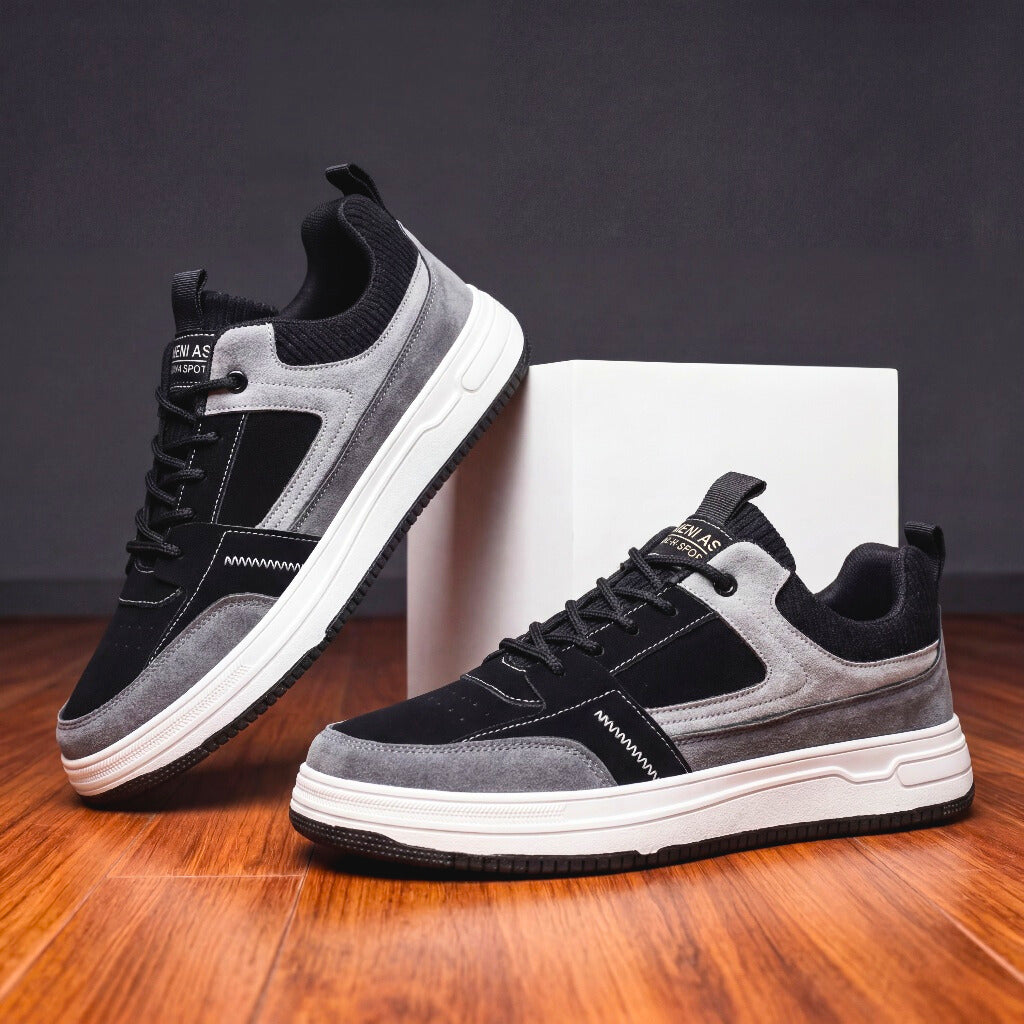 Men's Low-Top Sneakers with Suede Panels and Pull Tab – Everyday Comfort Shoes for Walking, Streetwear & Casual Wear | Lonoma