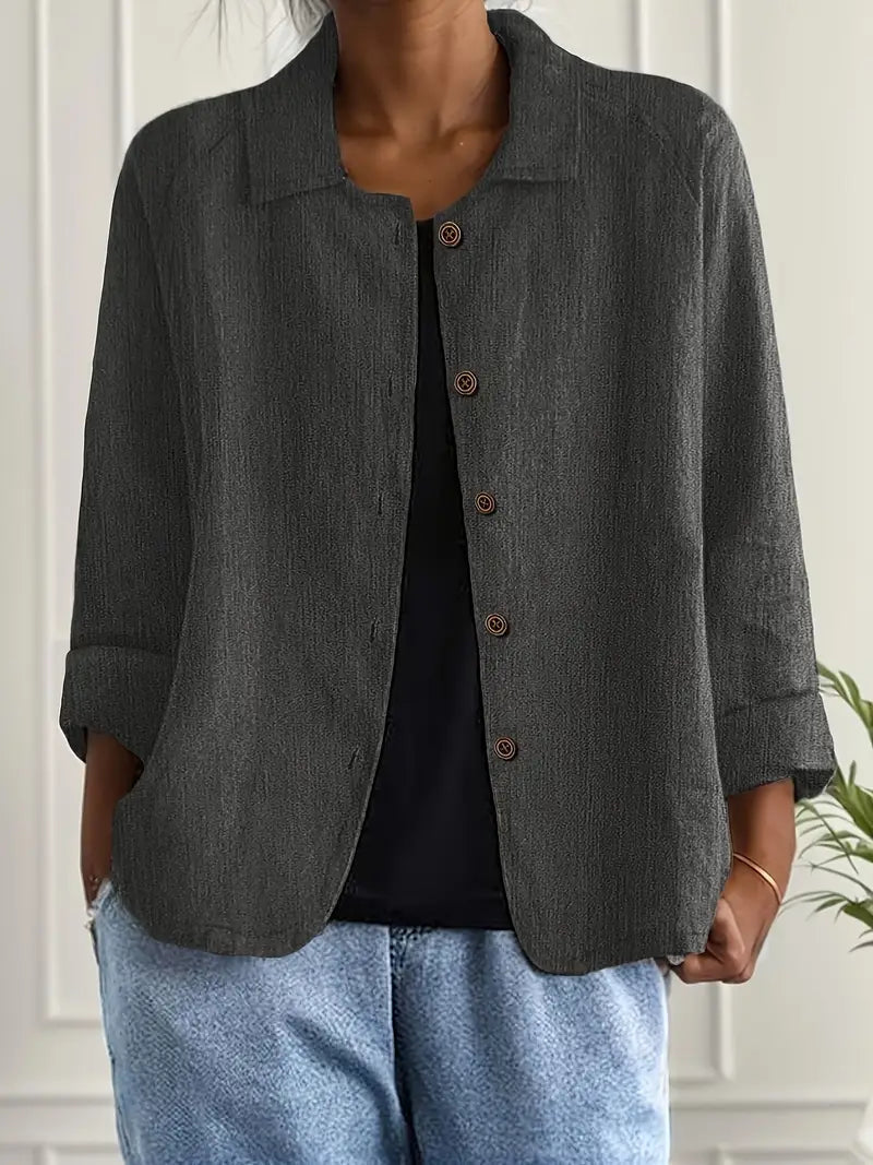 Women's Long Sleeve Shirt — Classic Breathable Button-Through Blouse for Everyday Comfort & Relaxed Tailoring | Koossa