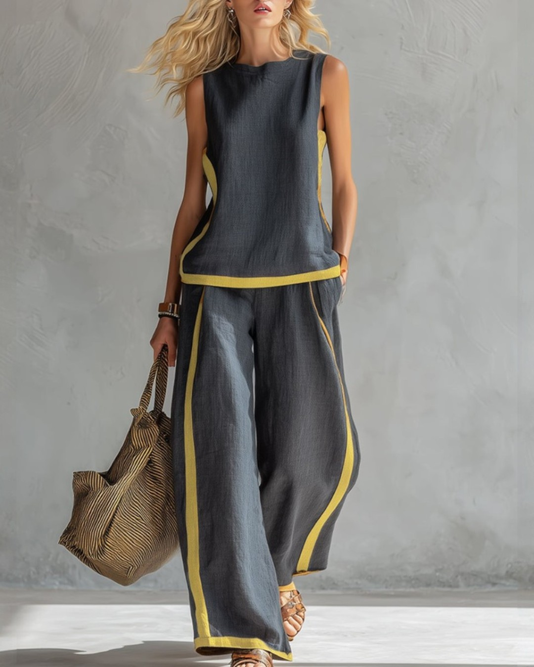 Women's Sleeveless Top and Wide-Leg Trouser Co-ord in Six Colours for Work and Leisure | Koossa