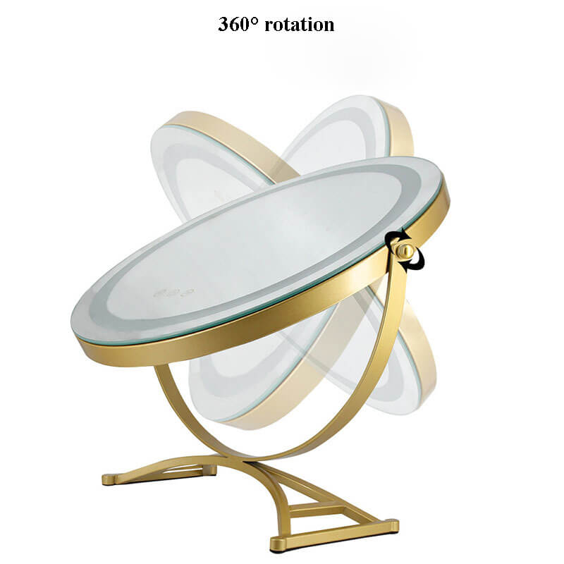 Miroir lumineux LED 40 cm rechargeable 3 modes pivotant 360° dimable beauté maquillage tactile mémoire | Koossa
