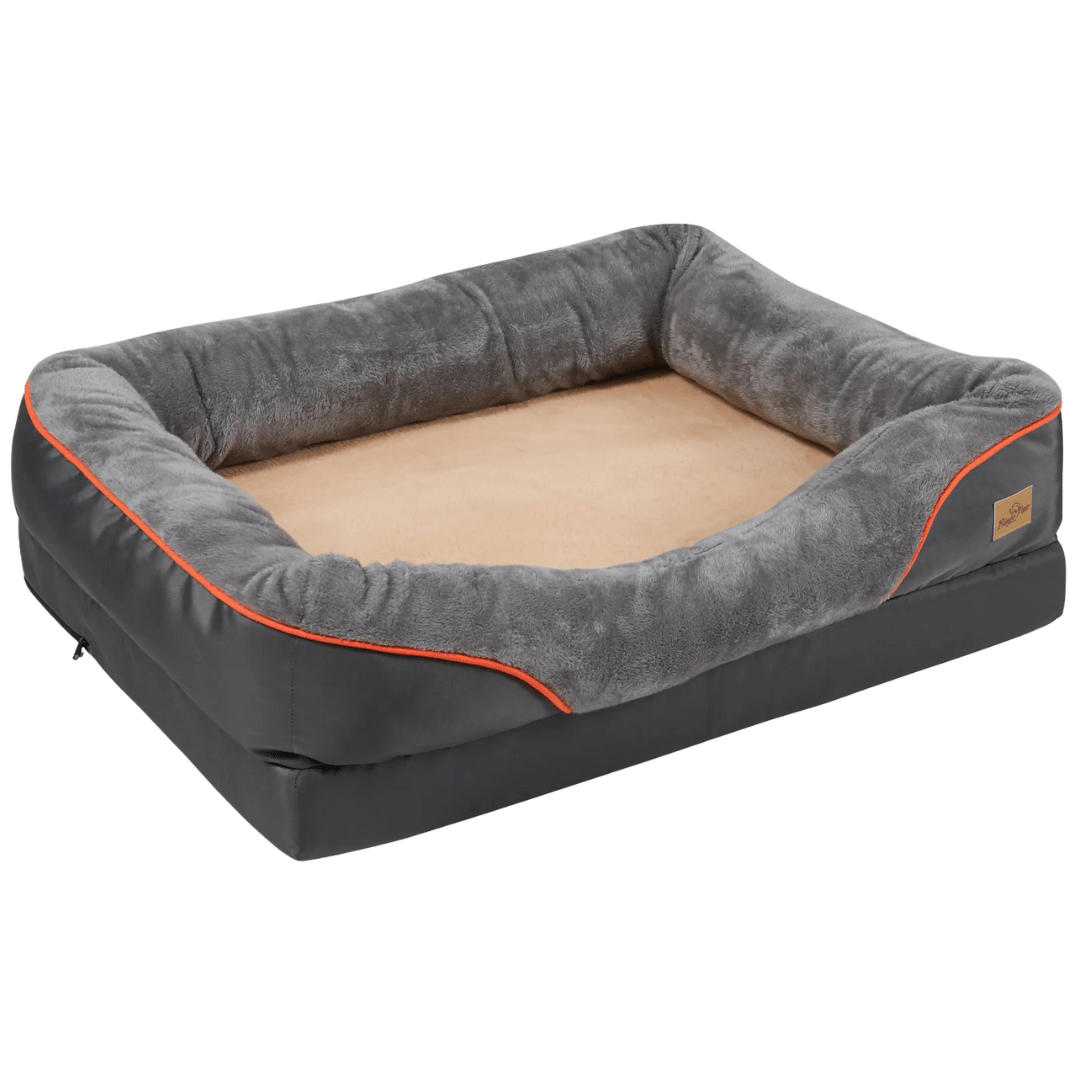 Orthopedic Dog Bed Nest Bolster Washable Grey Orange Large XL 2XL 3XL Joint Support Memory Foam Dog Sofa Bed Removable Cover | Koossa