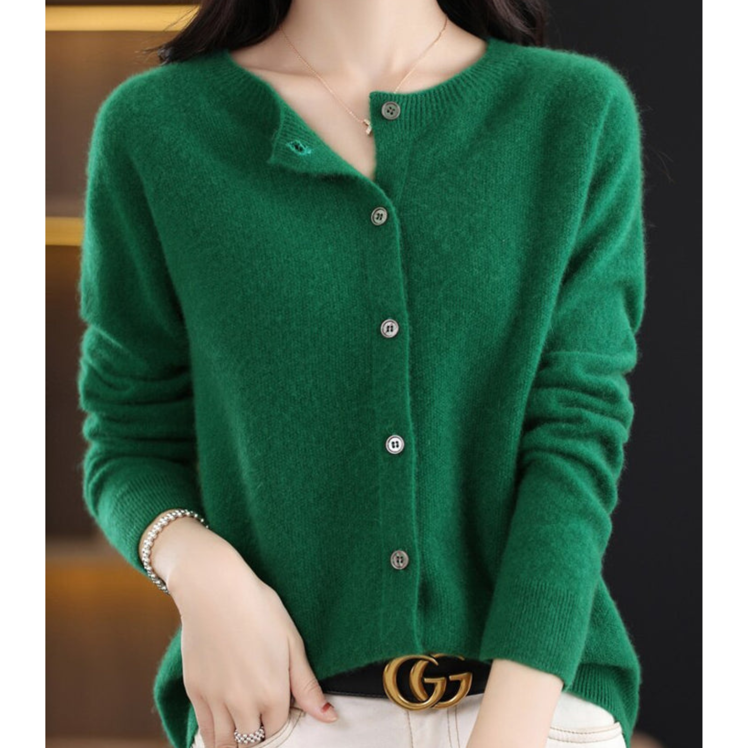 Women's Round Neck Cardigan — Classic Button-Front Knitwear for Layering & Everyday Elegance | Koossa