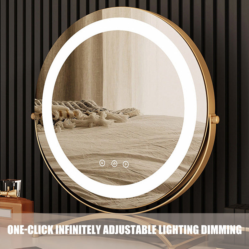 Miroir lumineux LED 40 cm rechargeable 3 modes pivotant 360° dimable beauté maquillage tactile mémoire | Koossa