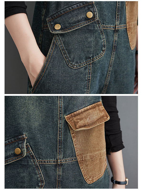 Women's Relaxed Denim Jumpsuit with Adjustable Straps — Casual All-in-One Outfit for Everyday Wear & Weekend Style | Koossa