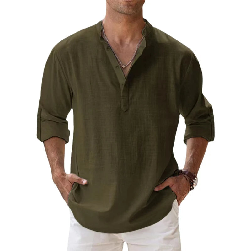 Men's Long-Sleeve Shirt in Classic Colours — Relaxed Fit Everyday Shirt for Spring & Summer Wear | Koossa