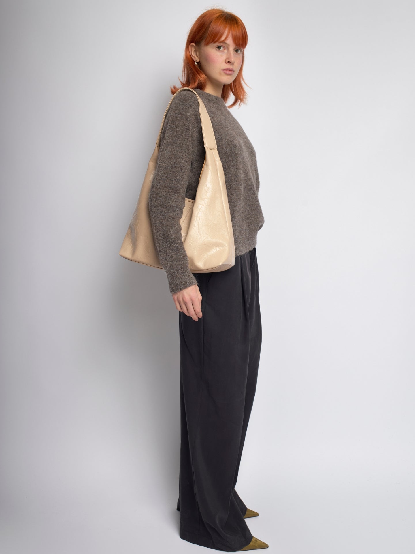 Soft Leather-Effect Tote Bag in Black with Matching Pouch | Spacious Everyday Shoulder Bag with Compartments | Koossa