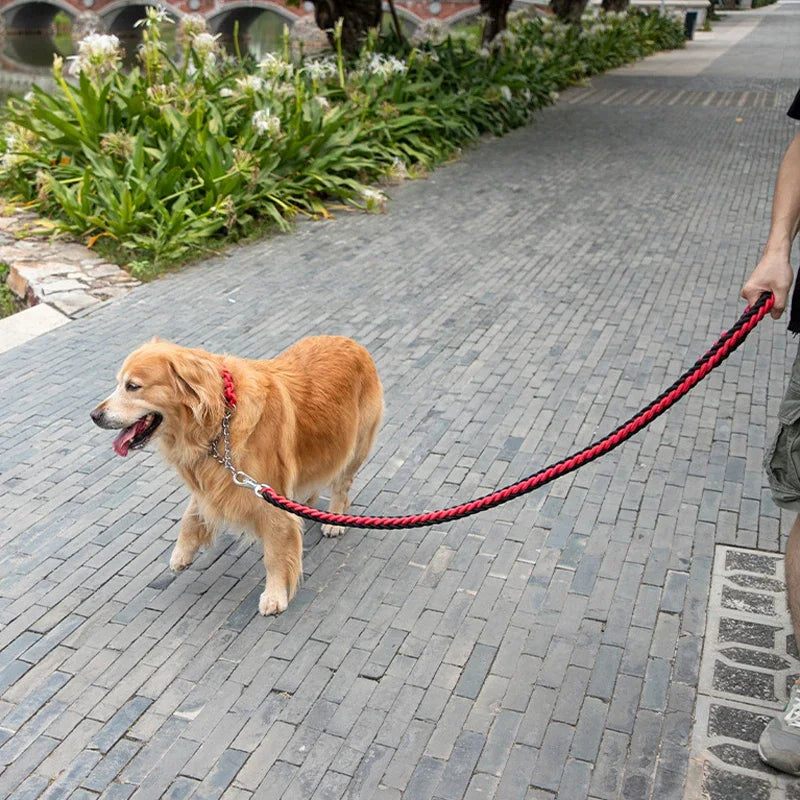Braided Dog Lead Thick Nylon 1cm 1.5cm 2cm 3cm Large Breed Strong Rope Walking Lead Heavy Duty Chunky Braid Leash | Koossa