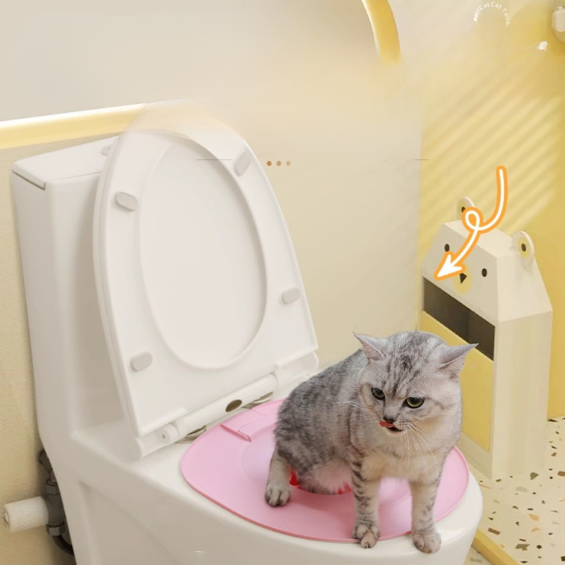 Cat Toilet Training Seat 39x36.5cm Suction Cup Removable Tray Litter Free Standard Toilet Fit Reusable Trainer | Koossa