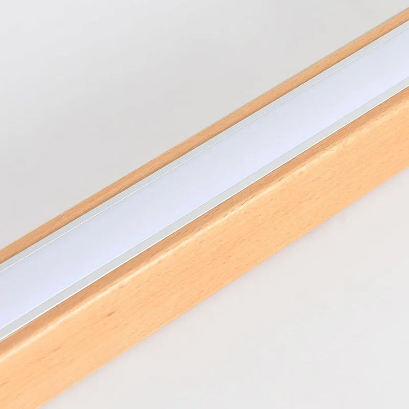 Flush Mount Linear LED Ceiling Light with Wood Frame and Acrylic Diffuser for Kitchen, Bedroom, Hallway | Lonoma