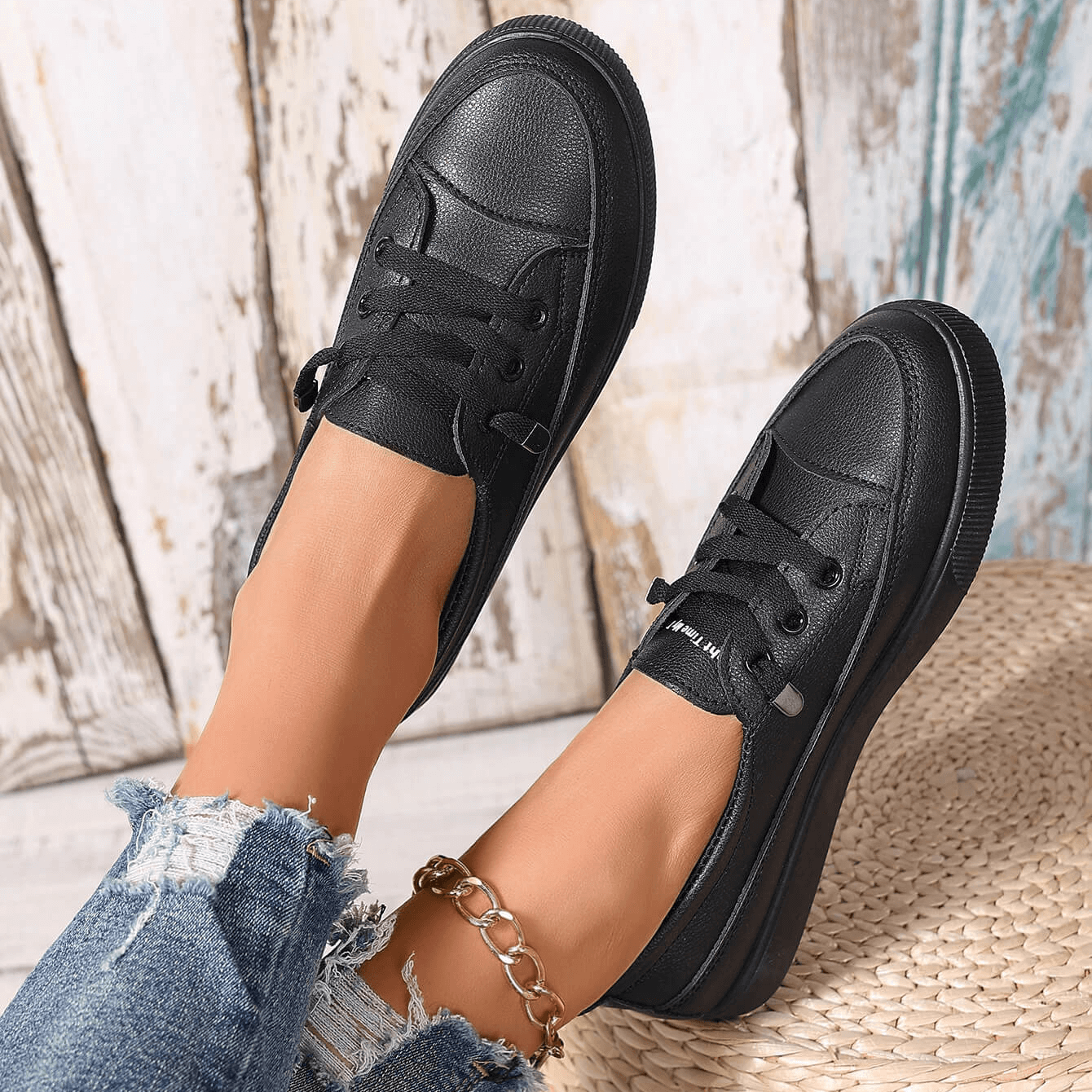 Women's Lace-Up Orthopedic Shoes with Cushioned Insoles in White, Black & Beige – All-Day Comfort for Everyday Errands, Walking & Casual Outings | Koossa