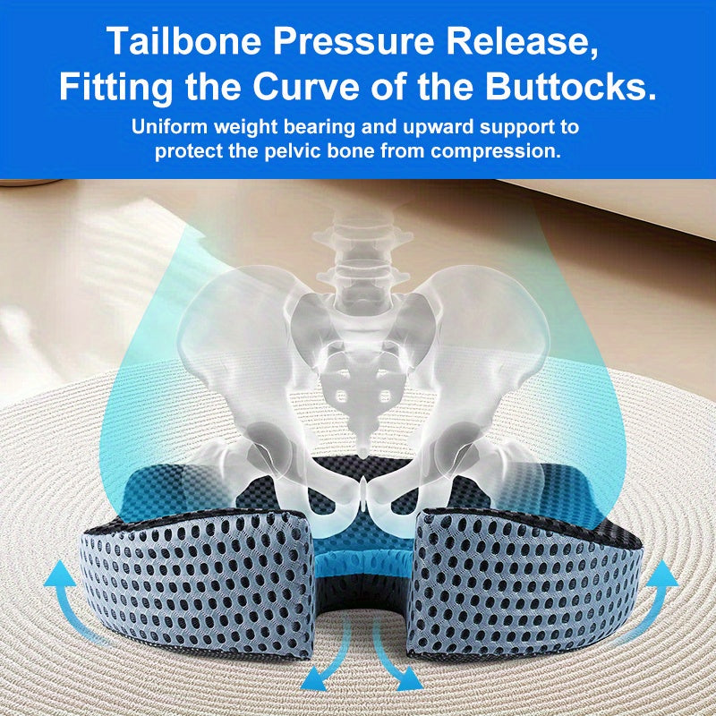 Memory Foam Car Seat Cushion for Tailbone Relief, Contoured Wedge Seat Pad for Long Drives, Office Chair, Posture Support | Lonoma
