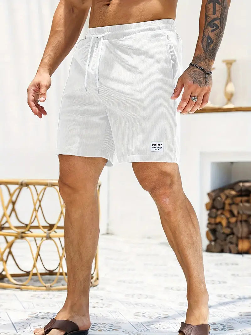 Men's Brown Corduroy Summer Shorts — Elasticated Waist Casual Shorts for Weekend & Holiday Wear | Koossa
