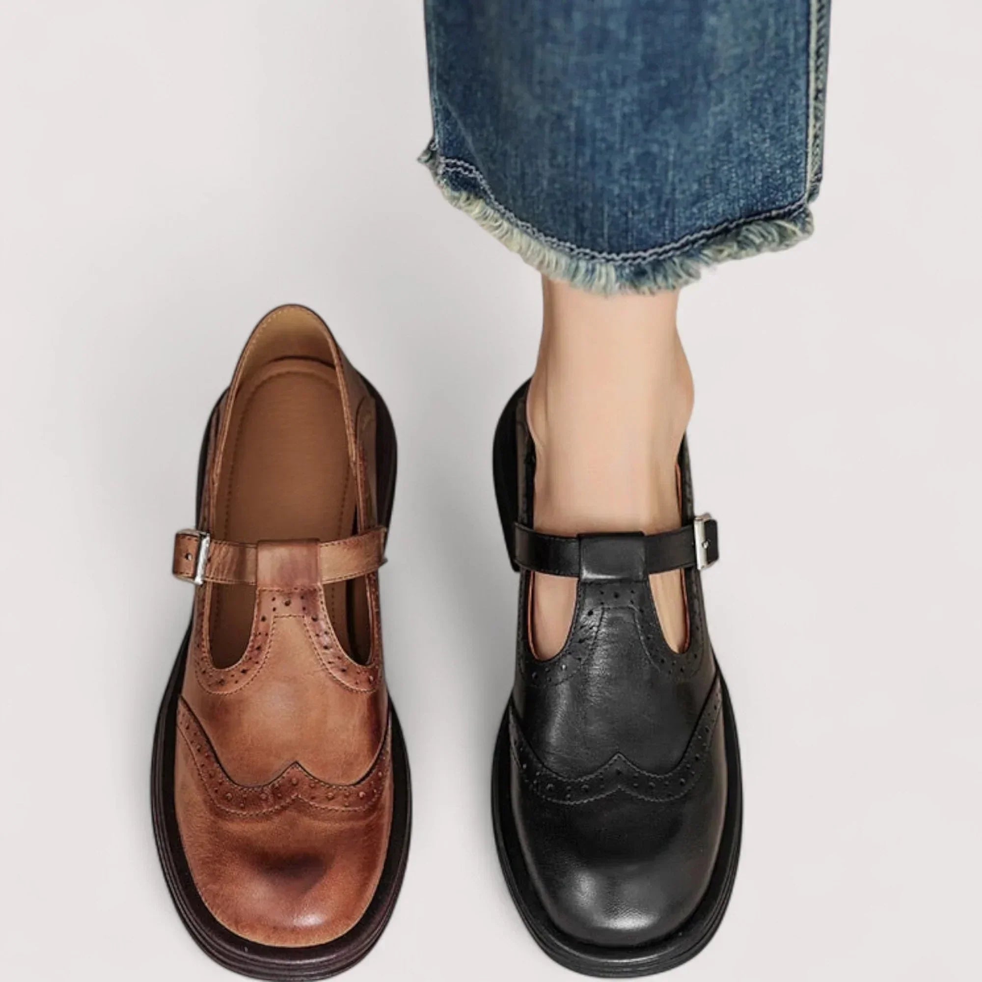 Orthopedic Mary Jane Shoes in Soft Leather with Cushioned Footbed | Supportive Everyday Walking Shoes for Women | Classic Strap Fastening | Koossa