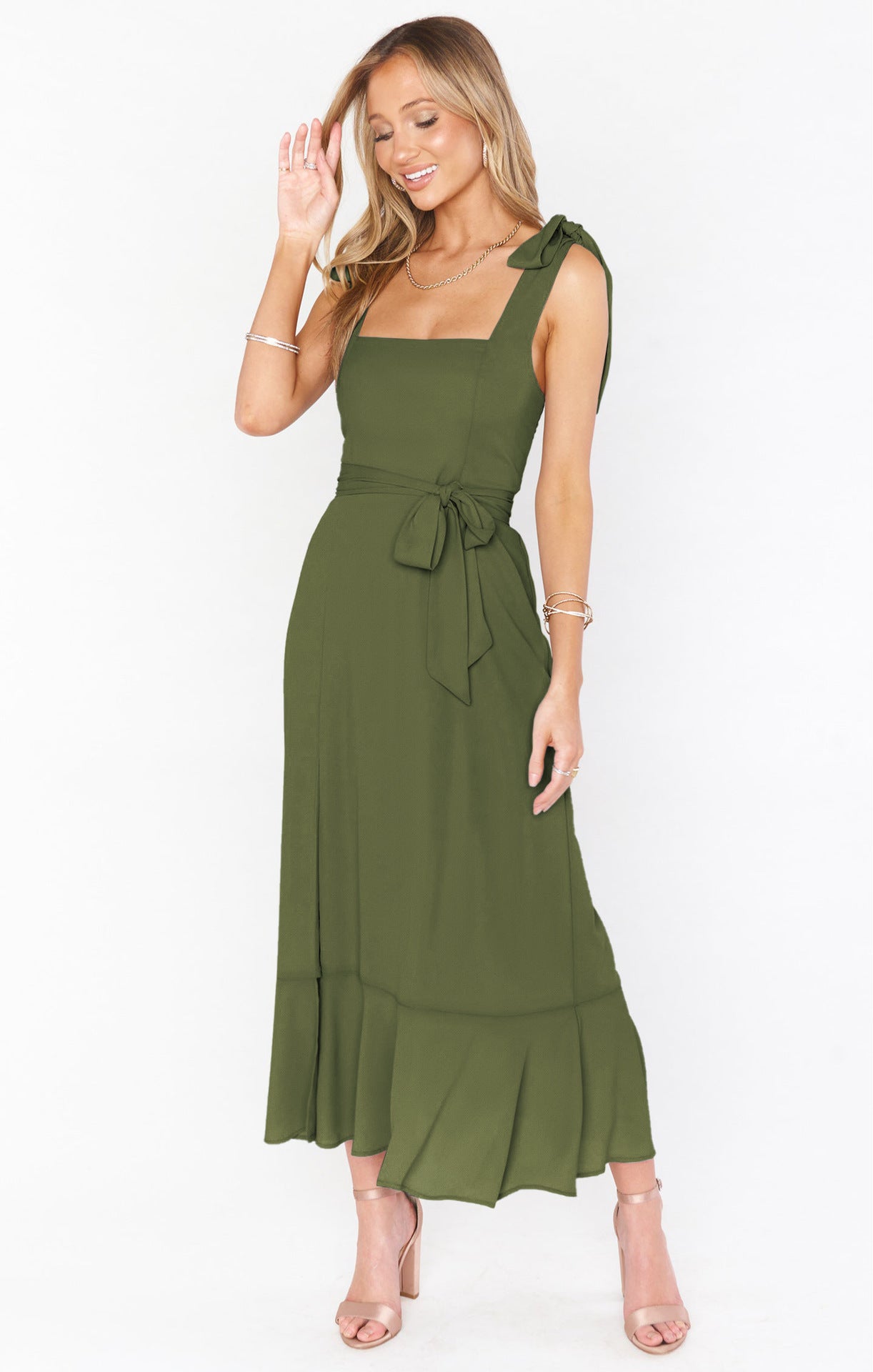Women's Strapless Bodycon Midi Dress with Lace-Up Detail and Front Slit — Elegant Evening Dress for Cocktail Parties & Special Occasions | Koossa
