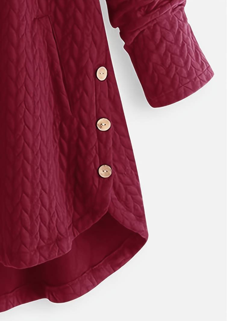 Women's Quilted Hooded Jacket with Wooden Buttons — Elegant Casual Coat for Autumn & Winter Outings | Koossa