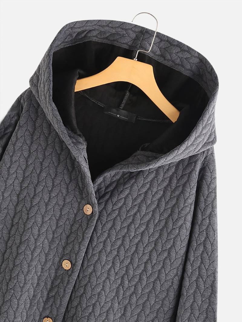 Women's Quilted Hooded Jacket with Wooden Buttons — Elegant Casual Coat for Autumn & Winter Outings | Koossa