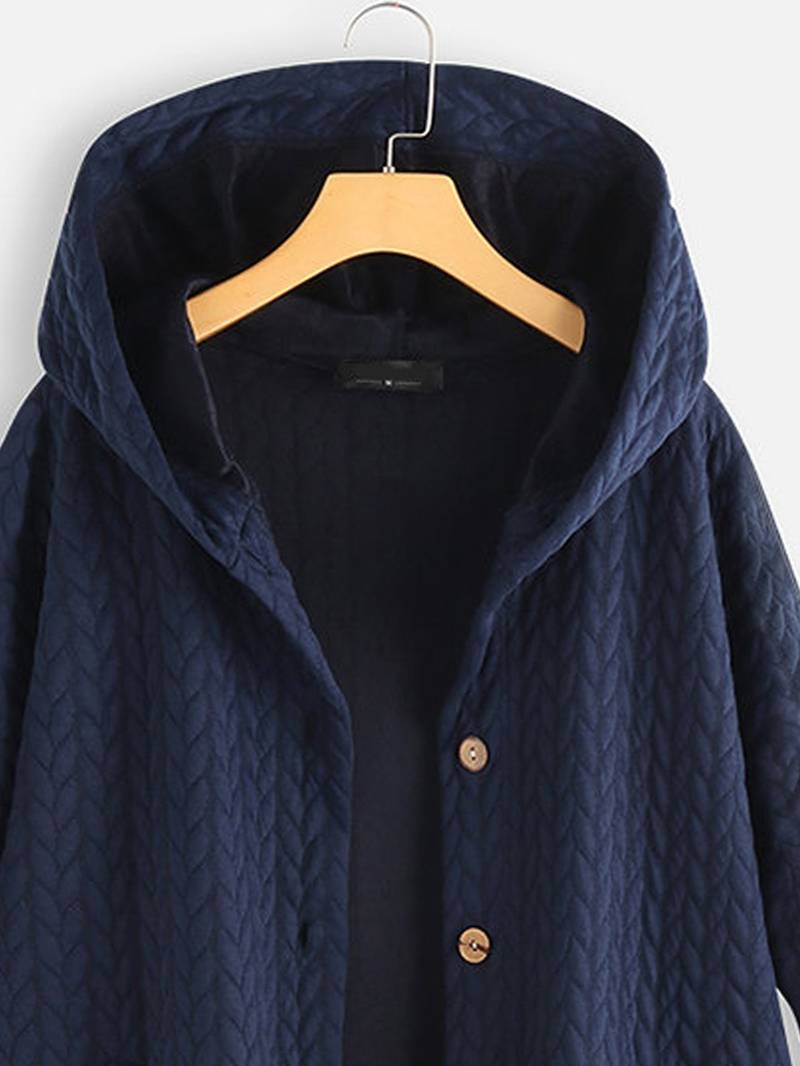 Women's Quilted Hooded Jacket with Wooden Buttons — Elegant Casual Coat for Autumn & Winter Outings | Koossa