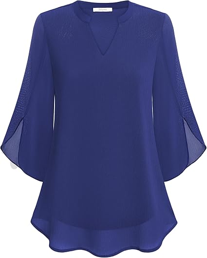 Flowing Chiffon V-Neck Blouse with Flutter Sleeves in Six Colours – Lightweight Spring Summer Wardrobe Essential for Women | Koossa