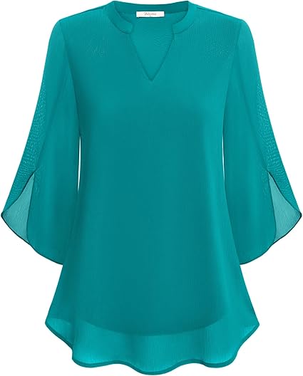 Flowing Chiffon V-Neck Blouse with Flutter Sleeves in Six Colours – Lightweight Spring Summer Wardrobe Essential for Women | Koossa