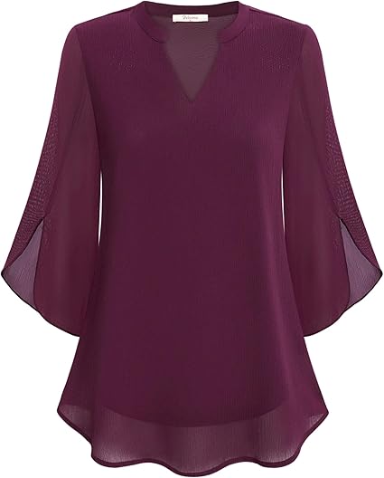 Flowing Chiffon V-Neck Blouse with Flutter Sleeves in Six Colours – Lightweight Spring Summer Wardrobe Essential for Women | Koossa