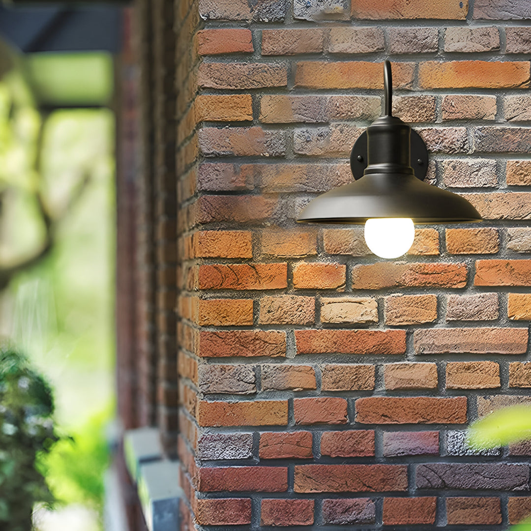 Applique murale extérieure industrielle en fer noir 37 cm avec LED pour éclairage façade jardin terrasse moderne | Koossa