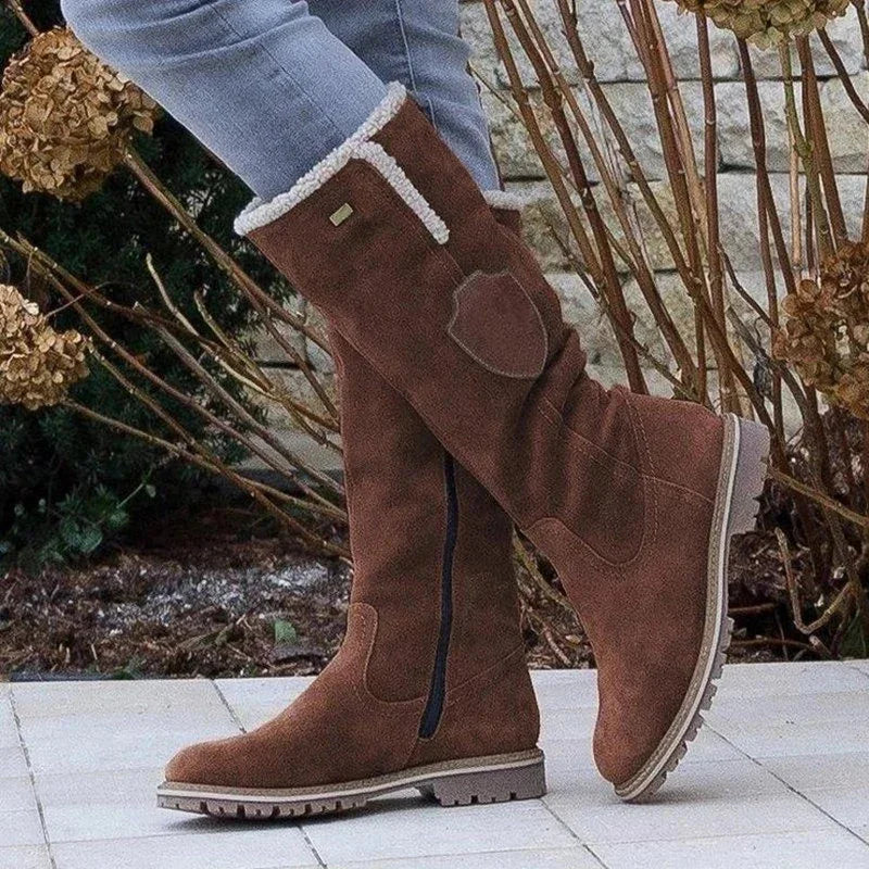 Suede-Effect Knee-High Boots with Faux Fur Lining for Winter Warmth and Timeless Style | Koossa