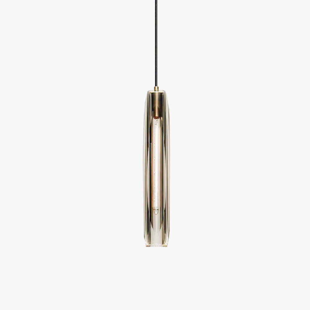 Glass Pendant Light with Brass Finish and Smoke Shade | Modern Drop Ceiling Fixture with E14 Socket | Adjustable Hanging Lamp | Lonoma