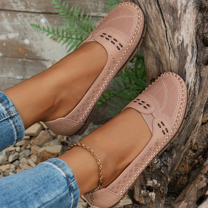 Women's Perforated Leather Slip-On Loafers for Effortless Summer Style | Koossa