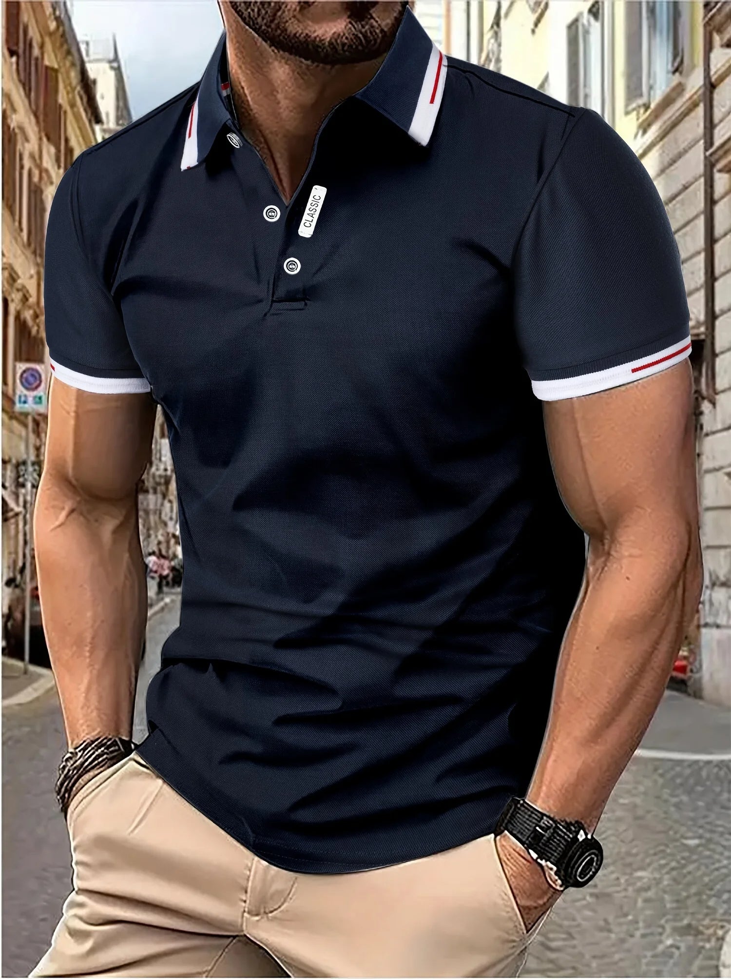 Men's Classic Polo Shirt with Button Placket — Smart Casual Top for Everyday Elegance & Refined Weekend Wear | Koossa