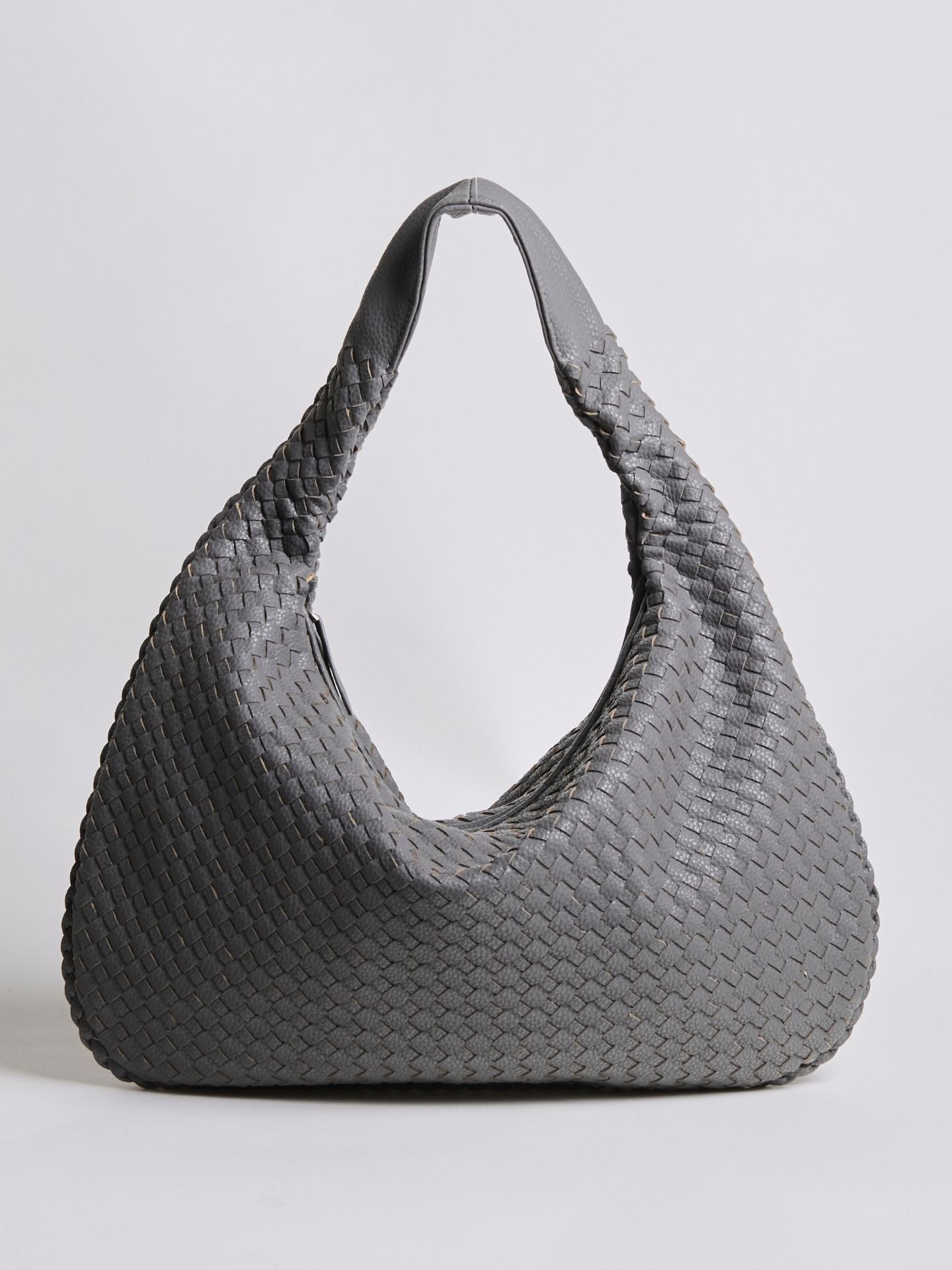 Woven Leather Hobo Bag with Soft Structure in Black, Wine Red, Sage Green & More | Koossa