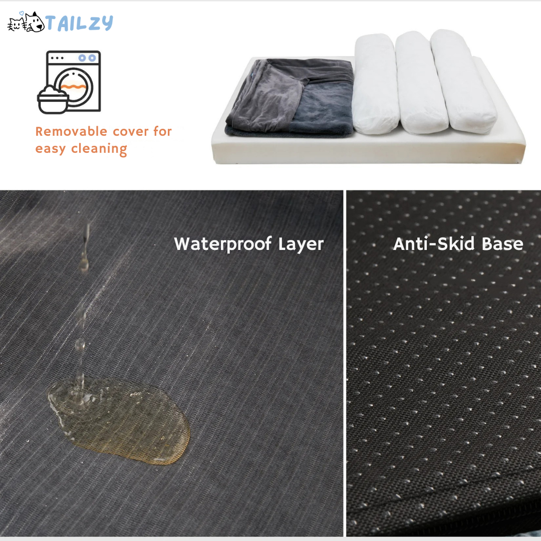Dog Bed Memory Foam Orthopaedic Bolster L XL Waterproof Washable Large Dogs Joint Support Anti-Slip Sofa Bed | Koossa