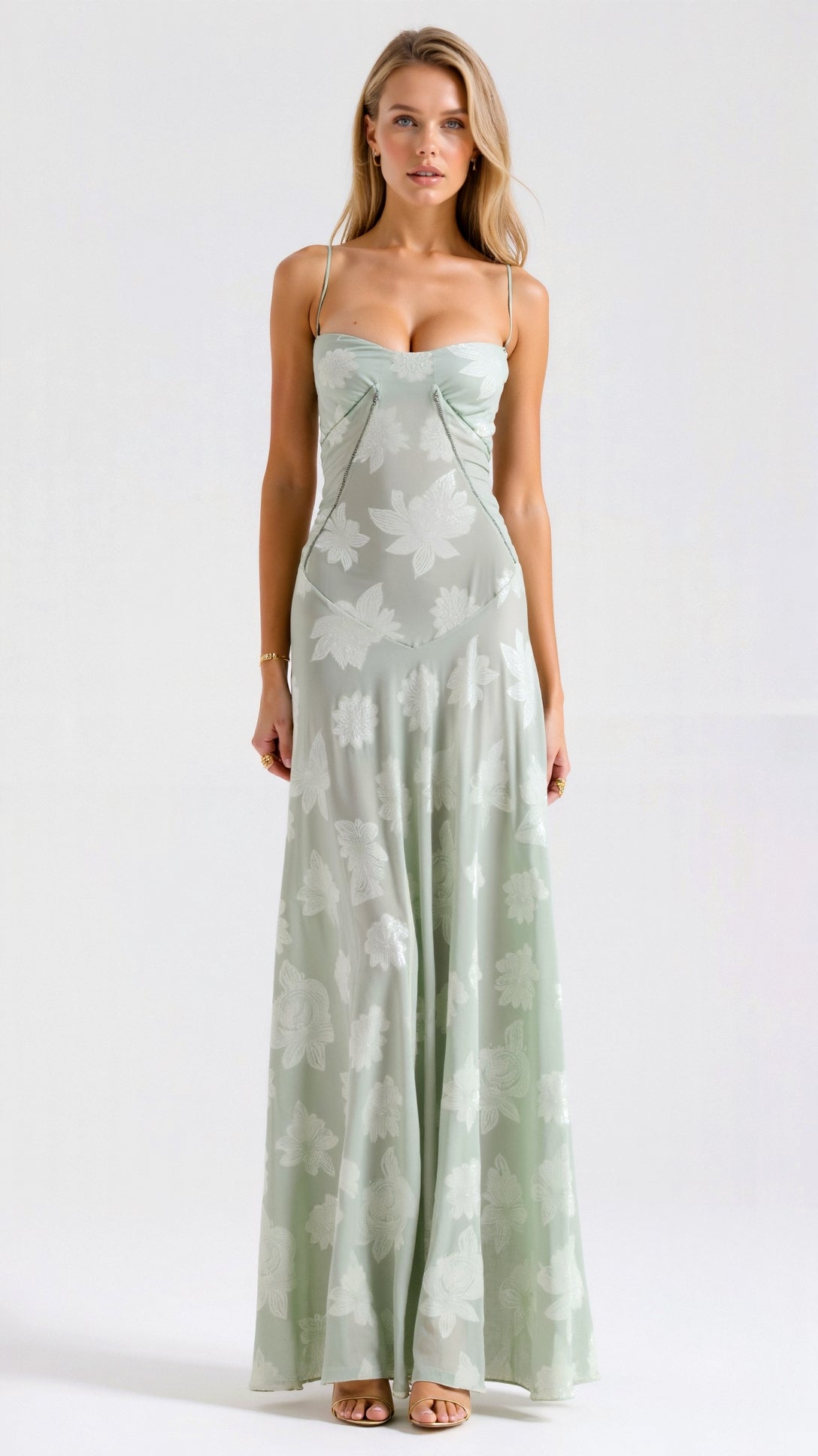 Women's Floor-Length Slip Dress in Satin-Finish Fabric for Summer Weddings and Elegant Evening Celebrations | Koossa