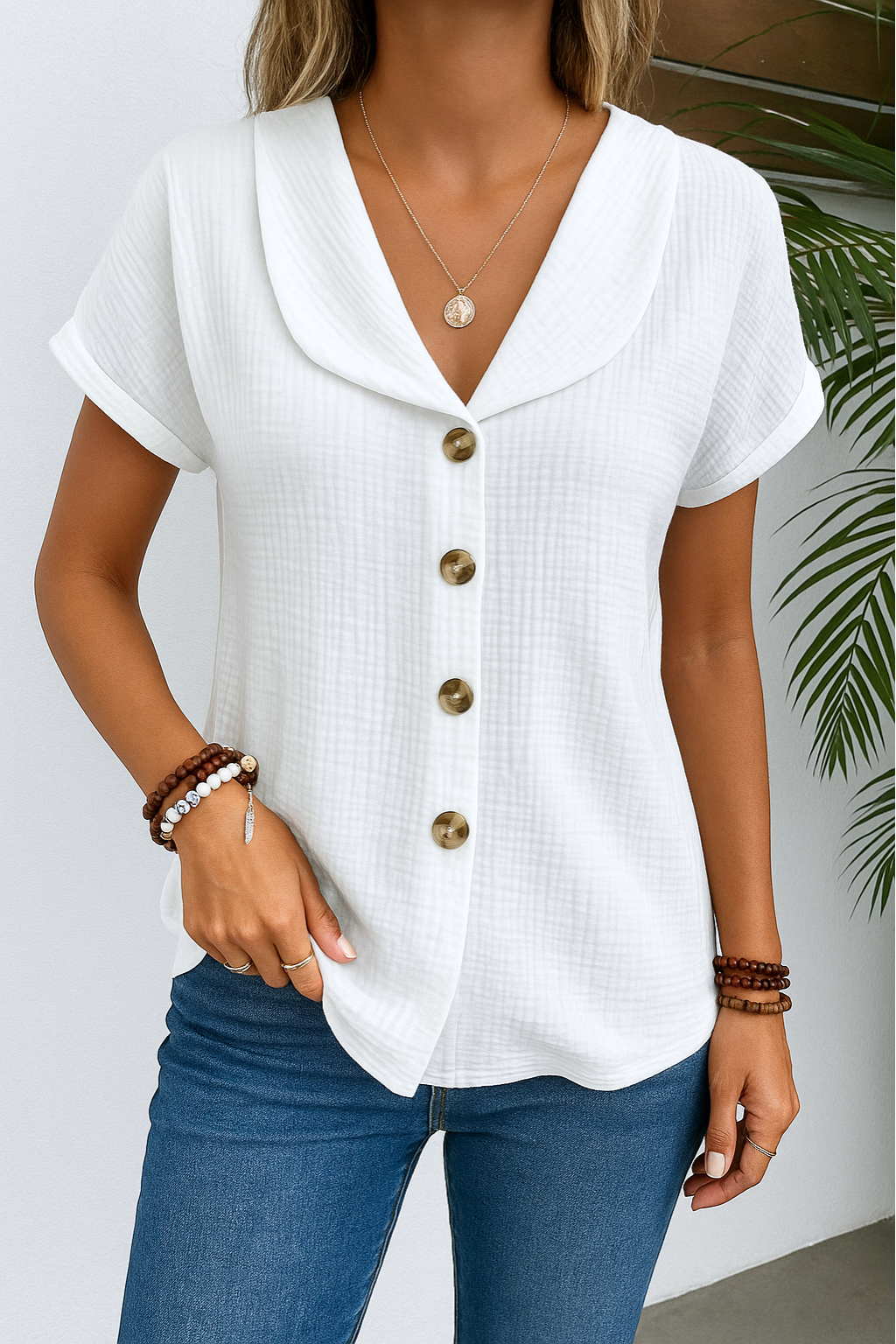 Women's Classic Button-Down Collar Blouse — Elegant Casual Shirt for Work & Weekend Wear | Koossa