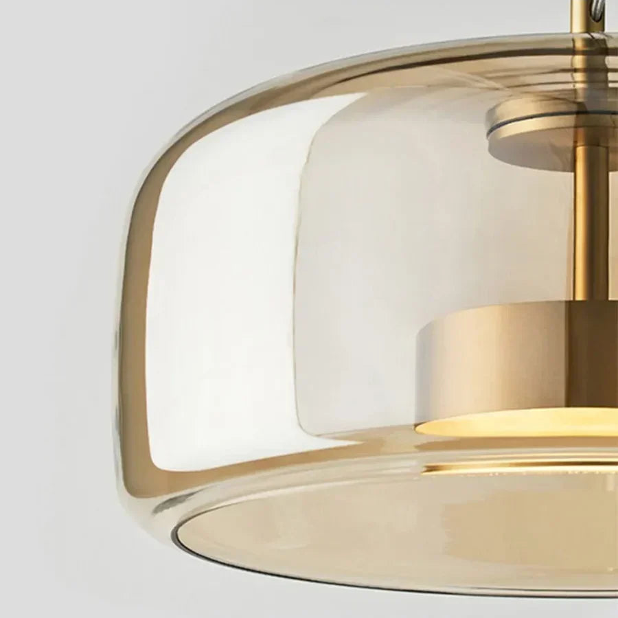 Glass Pendant Light, Adjustable Height Hanging Lamp in Cognac or Smoke Gray for Kitchen Island, Dining Table, Bedroom, Modern Nordic Decor | Lonoma