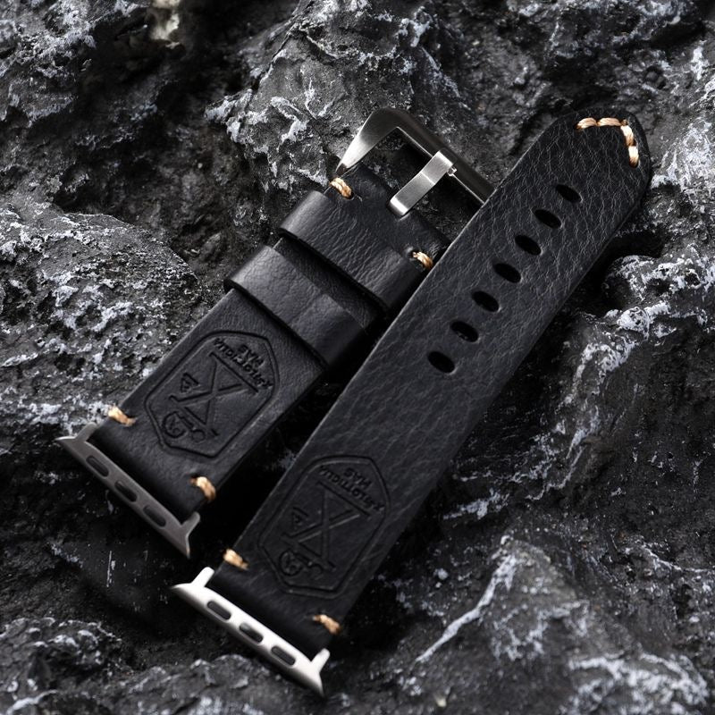 Vintage Apple Watch Strap with Stainless Steel Adapters — Handcrafted Watch Band for Everyday Wear | Koossa