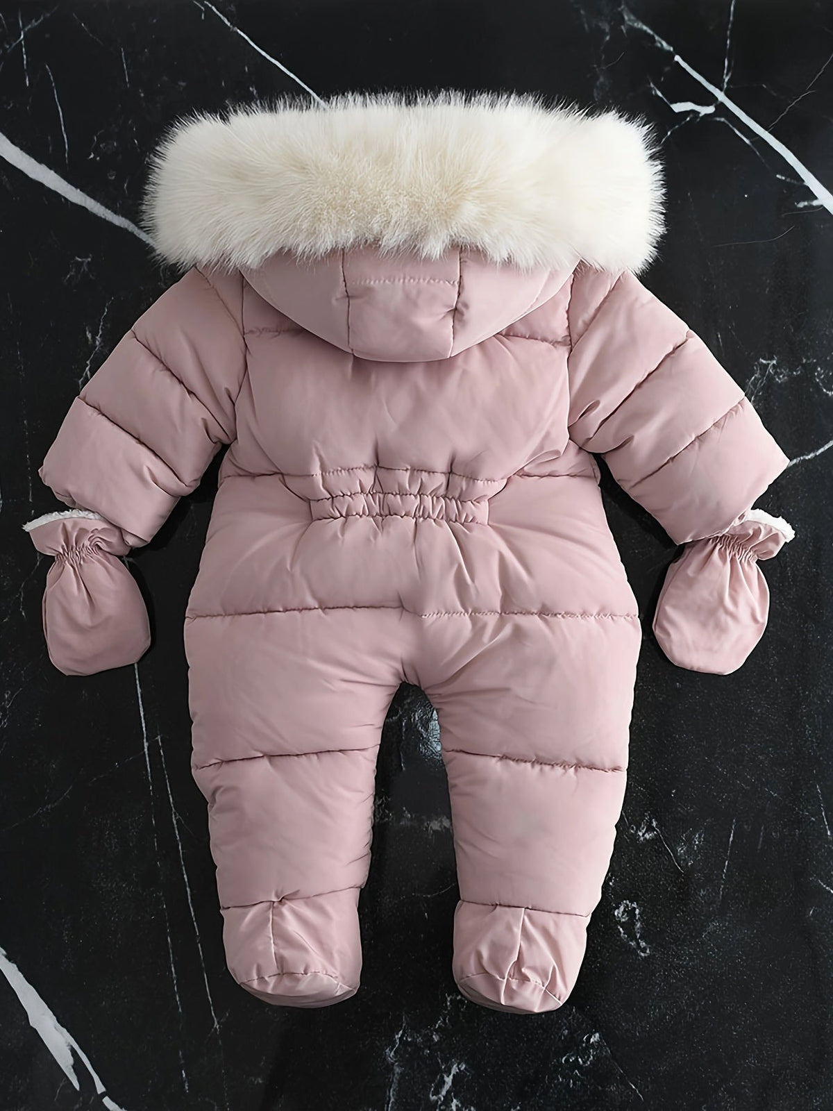 Baby Snowsuit with Hood, Quilted Infant Winter Bunting with Faux Fur Trim, Zip-Up Cold Weather Outerwear for Stroller Walks | Lonoma