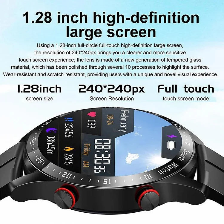 Glucose Tracking Smartwatch with Heart Rate Monitor, Blood Pressure Sensor & Bluetooth Calling for Fitness & Health Management | Lonoma