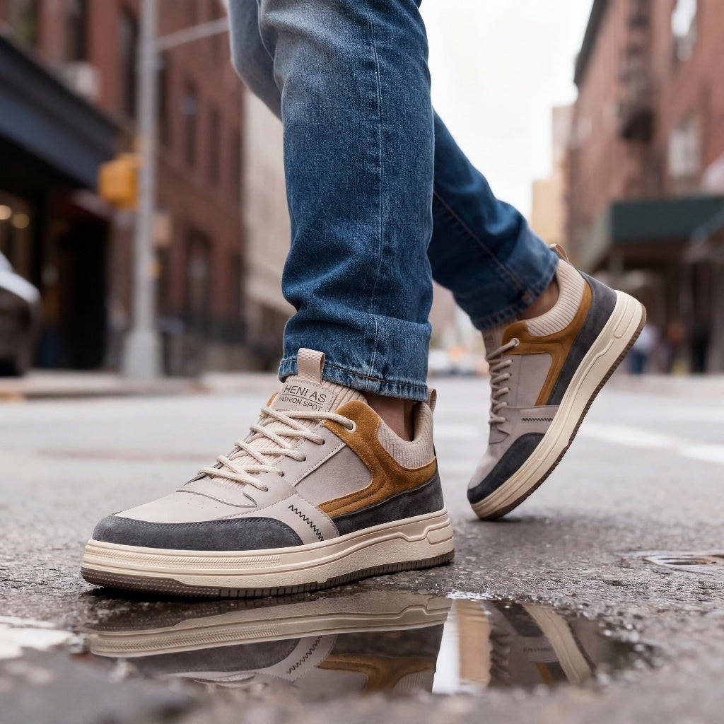 Men's Low-Top Sneakers with Suede Panels and Pull Tab – Everyday Comfort Shoes for Walking, Streetwear & Casual Wear | Lonoma