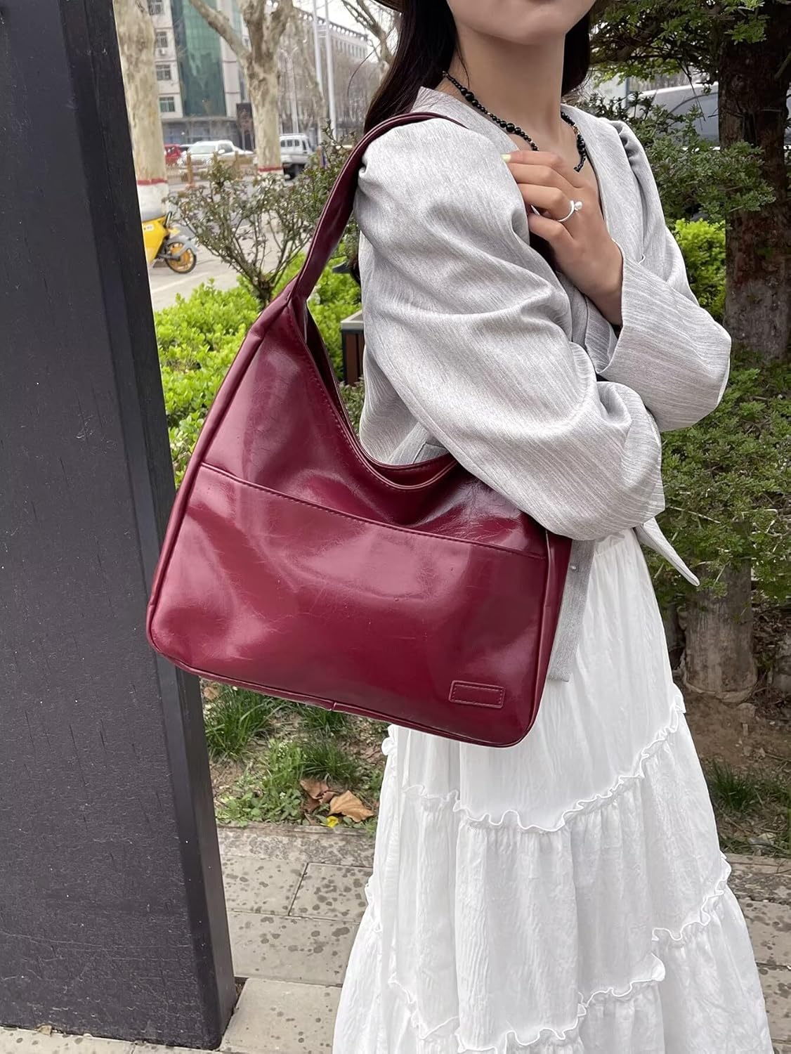 Soft Faux Leather Shoulder Bag in Contemporary Minimalist Silhouette for Work and Weekend Styling | Koossa