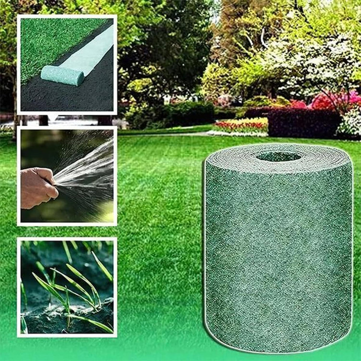 Biodegradable Grass Seed Mat 118 × 7.9 in for Lawn Bare Spot Repair Erosion Control Roll-Out Turf Restoration Eco-Friendly Garden Seeding | Lonoma