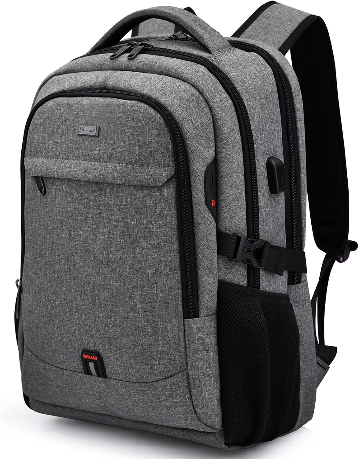 Laptop Backpack with USB Charging Port, Padded Compartment for 17 Inch Notebooks, Multiple Organizer Pockets, Trolley Sleeve for Business | Lonoma