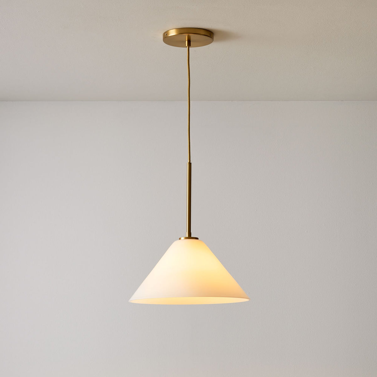 Tapered Glass Hanging Fixture with Metal Canopy – E26 Socket – Dimmable for Dining Room, Island, Entryway | Lonoma