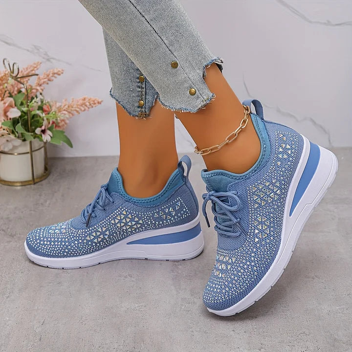 Women's Ergonomic Lace-Up Trainers in Premium Canvas with Cushioned Sole for All-Day Comfort | Koossa