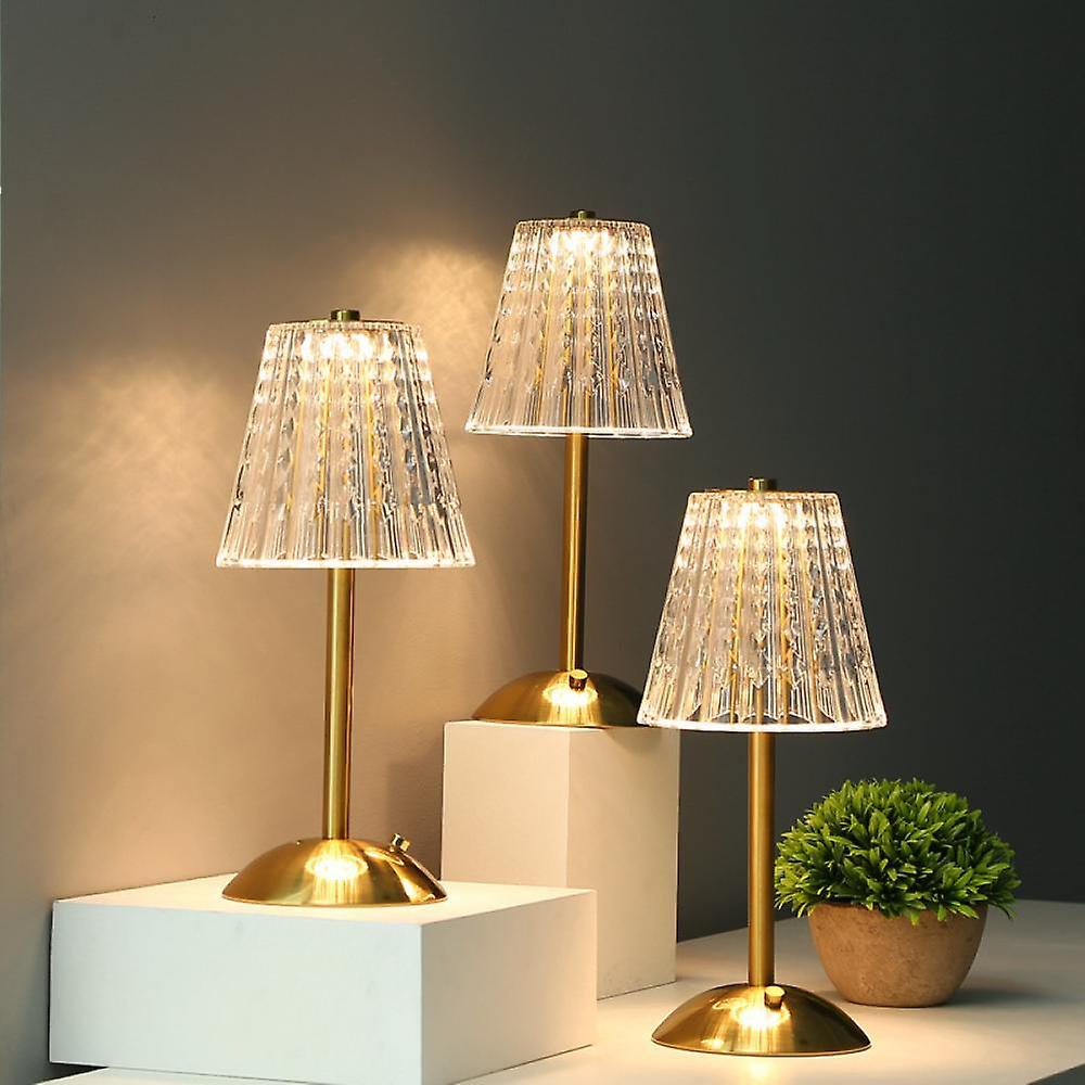 Lampe à poser tactile LED à variateur doré et cristal acrylique pour chambre et salon ambiance chaleureuse | Koossa