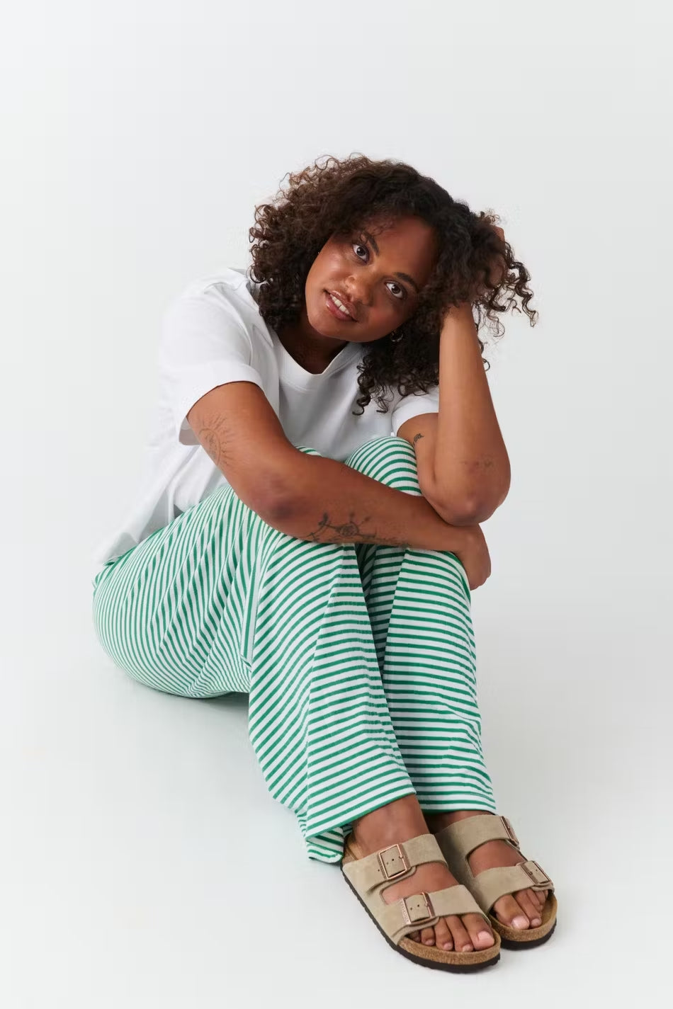 Women's Vertical Stripe Relaxed Trousers in Blue, Black, Red & Green – Lightweight Wide-Leg Spring Summer Casual Trousers for Everyday Elegance | Koossa