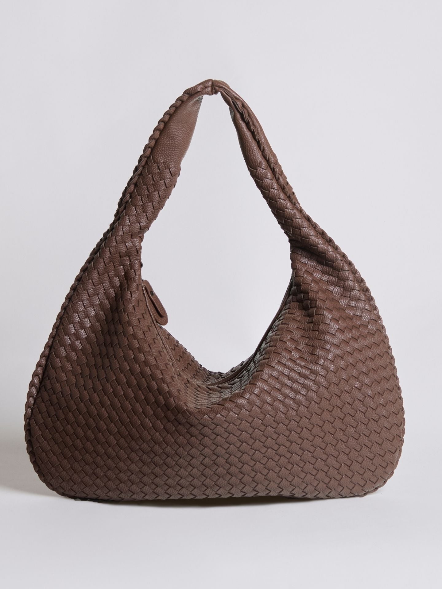 Woven Leather Hobo Bag with Soft Structure in Black, Wine Red, Sage Green & More | Koossa