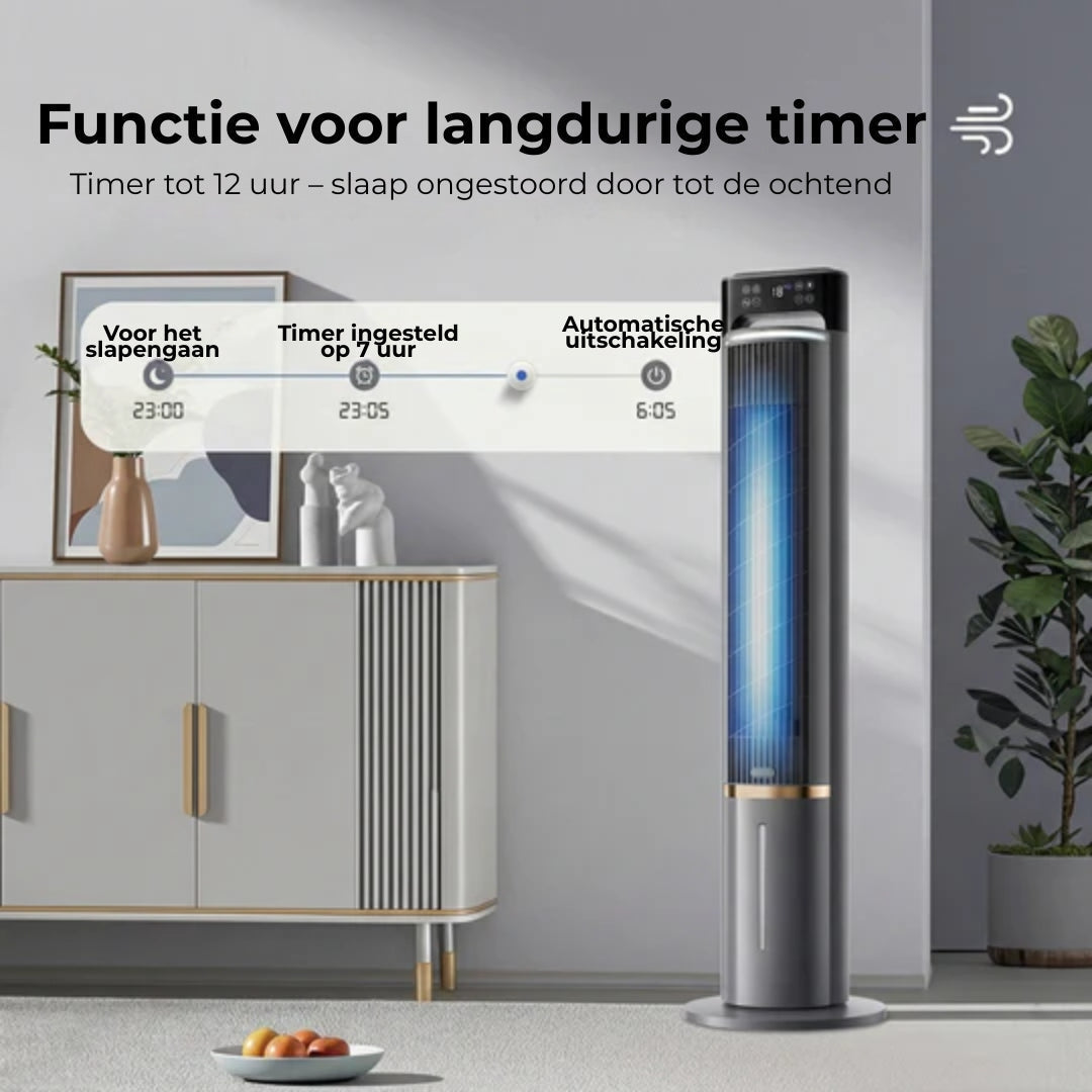 Refroidisseur d'air mobile à réservoir d'eau avec minuterie programmable et trois vitesses pour bureau et chambre | Koossa