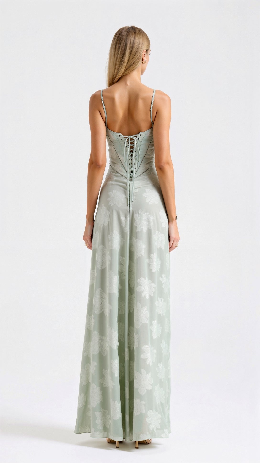 Women's Floor-Length Slip Dress in Satin-Finish Fabric for Summer Weddings and Elegant Evening Celebrations | Koossa